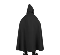 Mantello lungo medievale nero con cappuccio per bambini