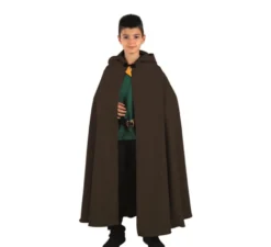 Mantello lungo medievale nero con cappuccio per bambini