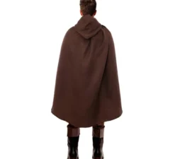 Mantello medievale marrone con cappuccio, 130 cm