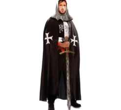 Mantello nero templare medievale per uomo