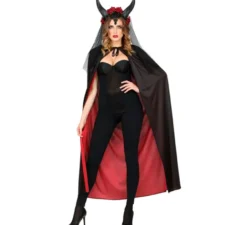 Mantello reversibile nero e rosso da 130 cm per adulti