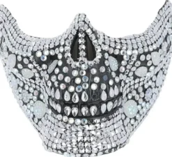 Maschera a mezza faccia con teschio con strass
