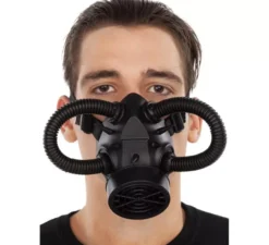 Maschera antigas Steampunk nera con tubi