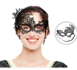 Maschera asimmetrica in pizzo nero