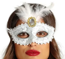 Maschera bianca con penna