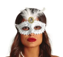 Maschera bianca con penna