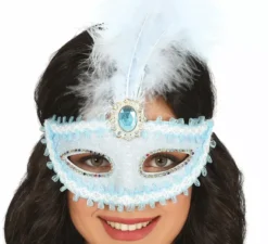 Maschera blu con piuma
