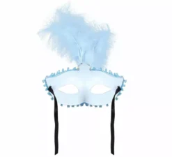 Maschera blu con piuma