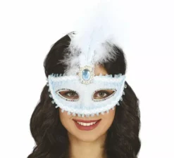 Maschera blu con piuma