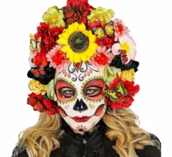 Maschera Catrina del Giorno dei Morti con fiori