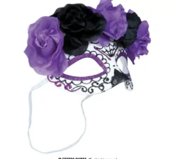 Maschera Catrina Fiori lilla e neri