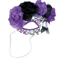 Maschera Catrina Fiori lilla e neri