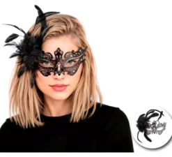 Maschera con piuma nera
