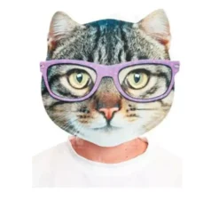 Maschera con stampa gatto con occhiali