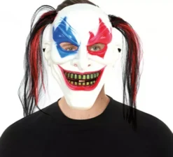 Maschera da Clown bicolore con codini in plastica