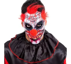Maschera da clown spaventoso con capelli rossi