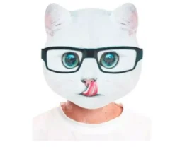 Maschera da gatto con stampa di occhiali neri