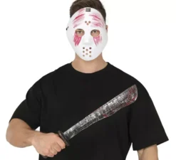 Maschera da hockey insanguinata con machete