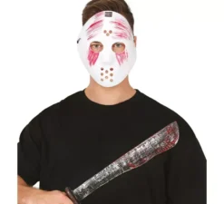 Maschera da hockey insanguinata con machete