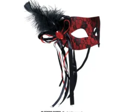 Maschera del diavolo rosso con piuma
