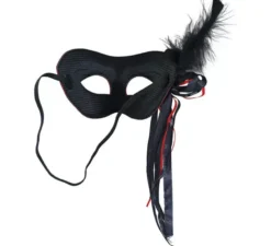Maschera del diavolo rosso con piuma