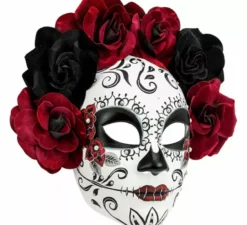 Maschera del Giorno dei Morti con rose