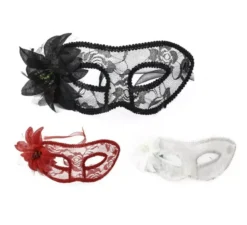 Maschera di carnevale con pizzo e fiori colori assortiti