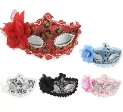 Maschera di Carnevale Fiore con dettagli argento colori assortiti