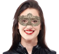 Maschera di pizzo dorato per adulti