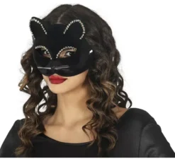 Maschera di velluto del gatto nero