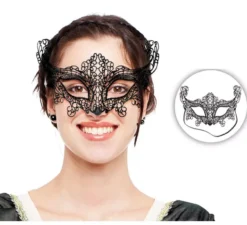 Maschera di volpe di pizzo nero