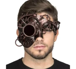 Maschera marrone steampunk con monocolo