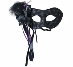 Maschera nera con piuma