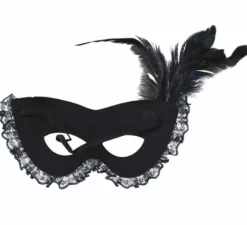 Maschera nera con ragno e piuma