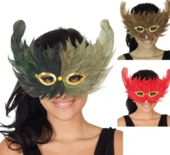 Maschera per gli occhi di piume in vari colori