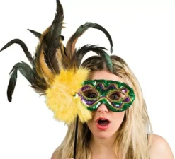 Maschera per occhi piuma con asta