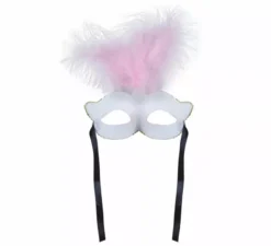 Maschera rosa con piuma