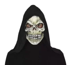 Maschera scheletro demone con cappuccio in pvc