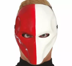 Maschera spaventosa in pvc rosso e bianco