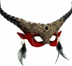 Maschera teatrale rossa del diavolo