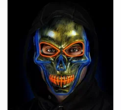 Maschera teschio dorata a LED colorata