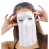 Maschera Venezia Domino in seta con frange di vari colori