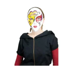 Maschera veneziana glitter giallo e rosso