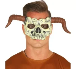 Mezza maschera a forma di teschio con le corna