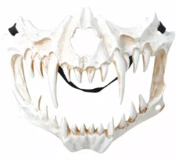 Mezza maschera teschio zanne corte in pvc