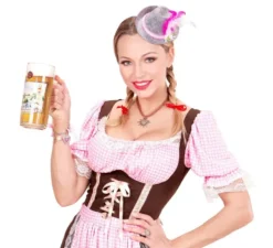 Mini cappello bavarese da Oktoberfest con fiore e piume