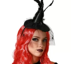 Mini fascia per cappello da strega con piume nere
