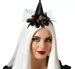 Mini fascia per cappello da strega nera con tessuto