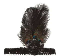 Nastro di paillettes nero con piume