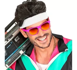 Occhiali al neon anni '80 con lenti di colori assortiti